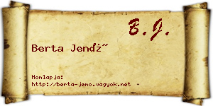Berta Jenő névjegykártya