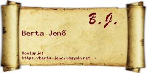 Berta Jenő névjegykártya
